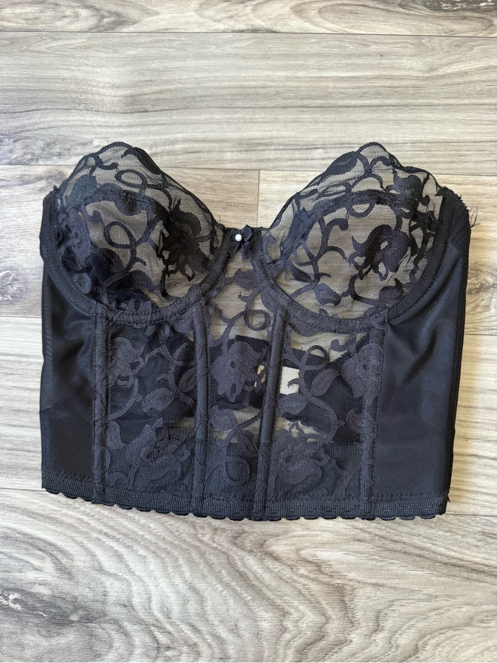 Vintage Victoria Secret Black Lace Corset Size 34C Made in USA Union Made